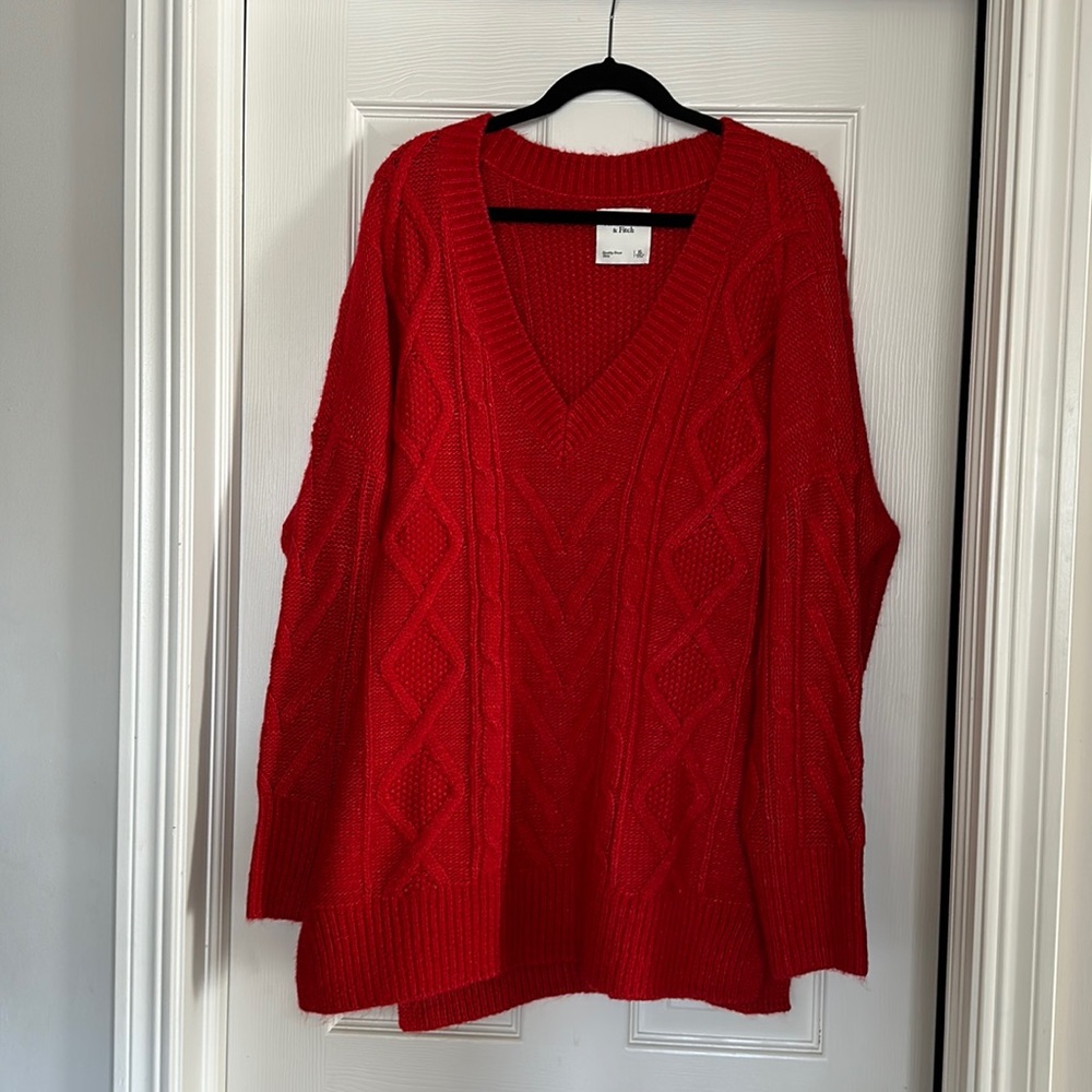 Abercrombie new without tags red cable knit sweater. Never worn, smoke free home